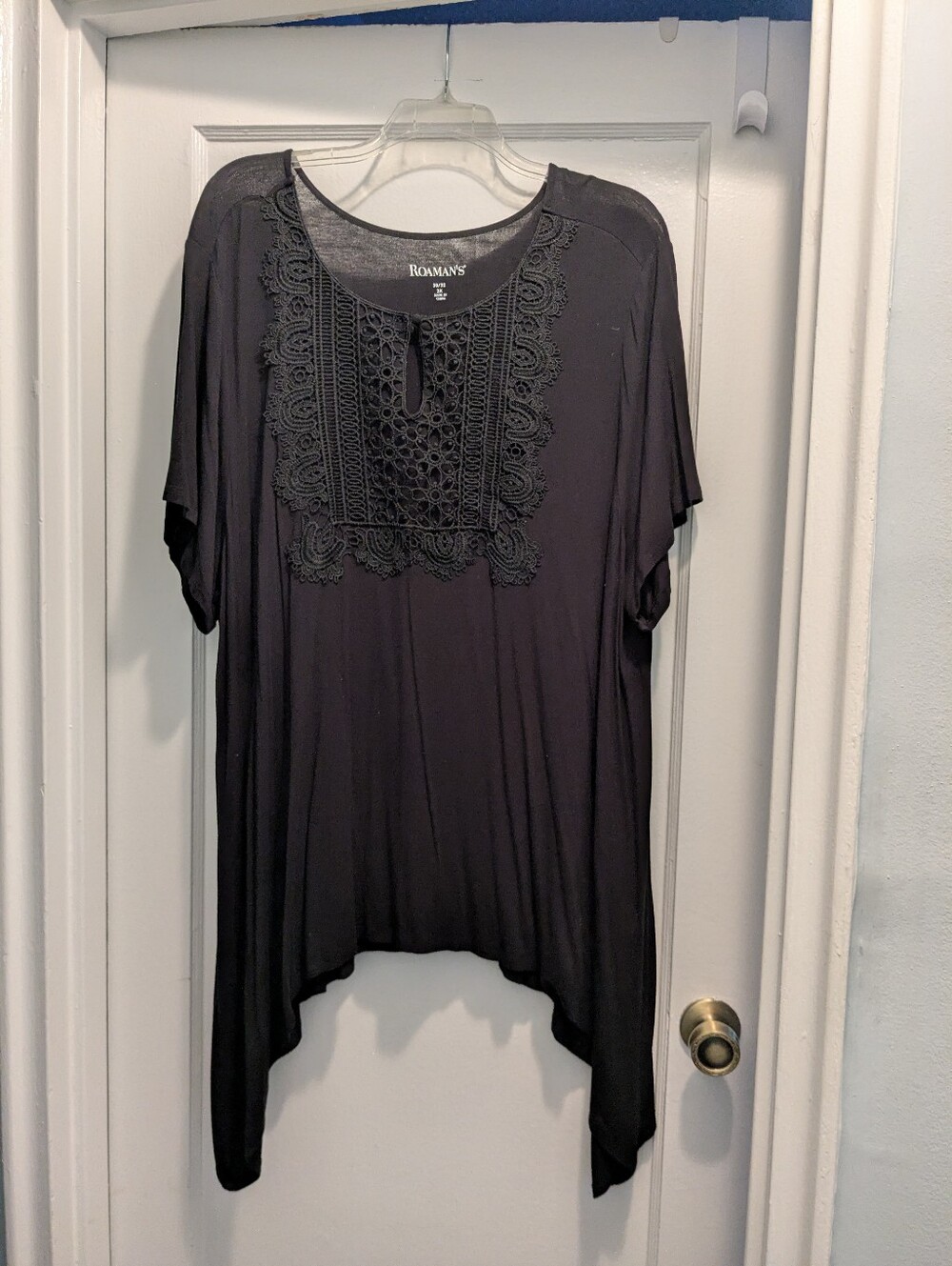 Black Crochet Yoke Tunic Top